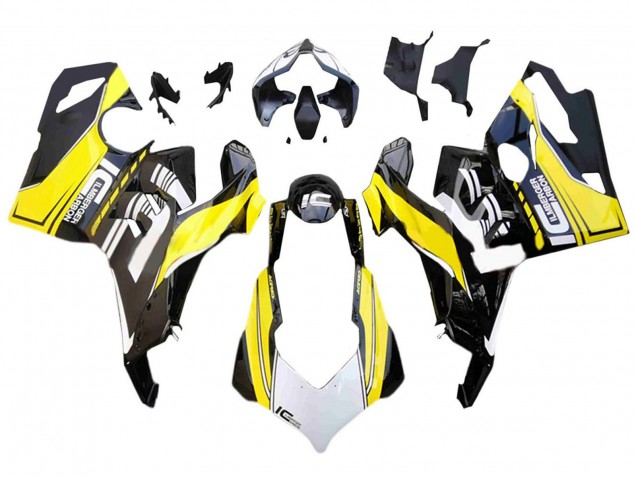 Carénages Moto Ducati Panigale V4 V4S 2018-2019 - Blanc Jaune Noir Brillant