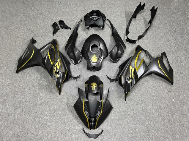 Carénages Moto BMW S1000RR 2023-2024 - Or Noir Fibre de Carbone
