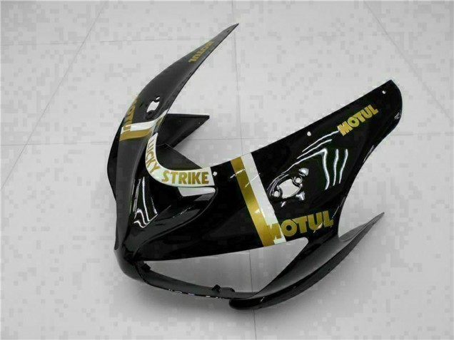 Carénages Moto Kawasaki ZX6R 2005-2006 - Noir Brillant Blanc Or Lucky Strike