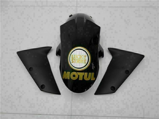 Carénages Moto Kawasaki ZX6R 2005-2006 - Noir Brillant Blanc Or Lucky Strike