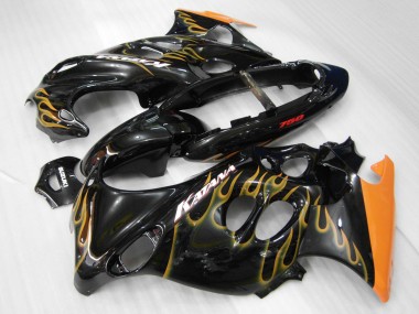Carénages Moto Suzuki GSX600F/GSX750F 2004-2006 - Noir Brillant Orange Flamme Katana Vendre