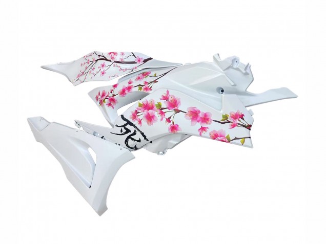 Carénages Moto Kawasaki ZX6R 2023-2025 - Noir Blanc Flower