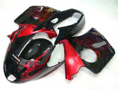Kits Carénage Moto Honda CBR1100XX Blackbird 1996-2007 - Noir Brillant Rouge Flamme Vendre