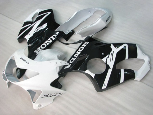 Carénages Moto Honda CBR600 F4 1999-2000 - Blanc Noir Brillant
