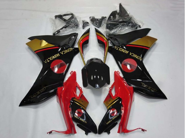 Carénages Moto Honda CBR600F 2011-2013 - Rouge Or Noir Brillant Konica Minolta