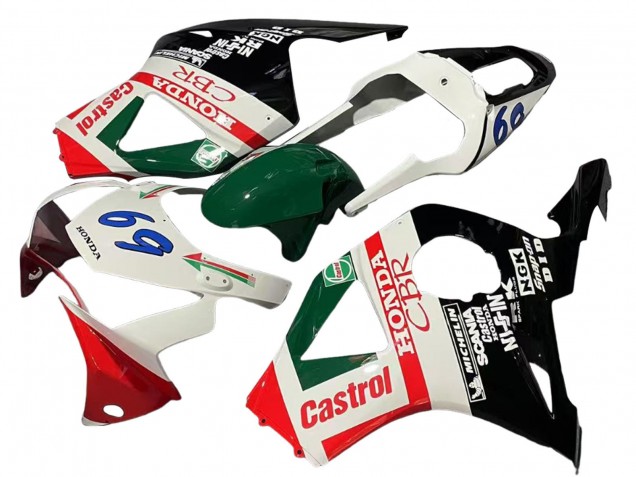 Carénages Moto Honda CBR900RR 954 2002-2003 - Blanc Rouge Vert Noir Brillant Castrol