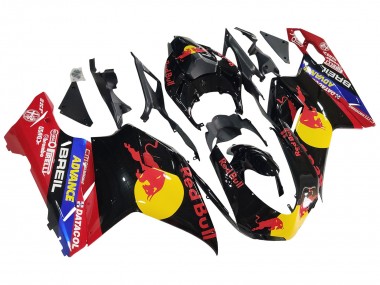 Carénages Moto Ducati 848/1098/1198 2007-2014 - Noir Brillant Jaune Bleu Red Bull Vendre