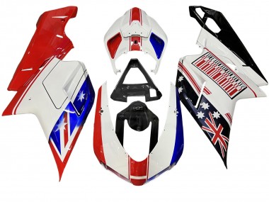 Carénages Moto Ducati 848/1098/1198 2007-2014 - Blanc Rouge Bleu Noir Brillant Vendre
