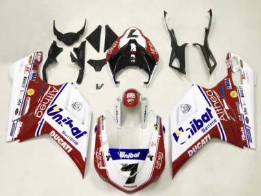Carénages Moto Ducati 848/1098/1198 2007-2014 - Blanc Rouge Bleu Unibat 7 Vendre