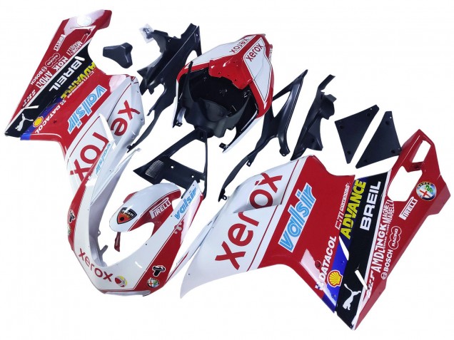 Carénages Moto Ducati 848/1098/1198 2007-2014 - Blanc Rouge Noir Brillant Valsir Xerox