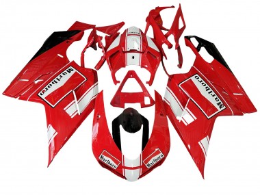 Carénages Moto Ducati 848/1098/1198 2007-2014 - Blanc Rouge Noir Brillant Marlboro Vendre