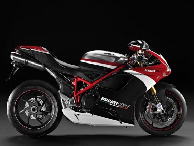 Carénages Moto Ducati 848/1098/1198 2007-2014 - Blanc Rouge Noir Brillant Vendre