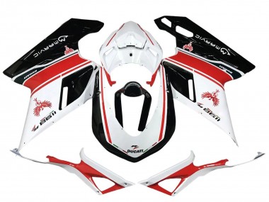 Carénages Moto Ducati 1198 2007-2014 - Blanc Rouge Noir Brillant Vendre