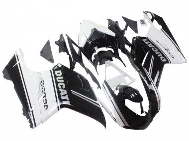 Carénages Moto Ducati 848/1098/1198 2007-2014 - Blanc Noir Brillant Corse Vendre