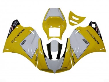 Carénages Moto Ducati 996 1993-2005 - Blanc Jaune Noir Brillant Corse Performance Vendre