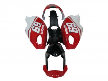 Carénages Moto Ducati Monster 696 796 1100 1100S 2008-2012 - Blanc Rouge Noir Brillant 69 Vendre