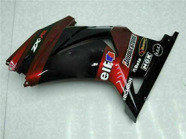 Carénages Moto Kawasaki EX250 2008-2012 - Noir Brillant Rouge Marron