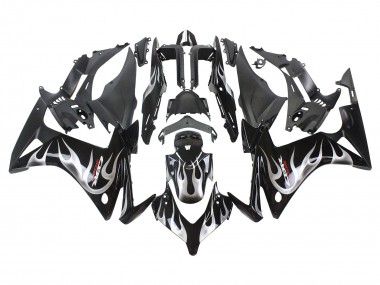 Carénages Moto Honda CBR500R 2013-2015 - Noir Brillant Argent Flamme Vendre