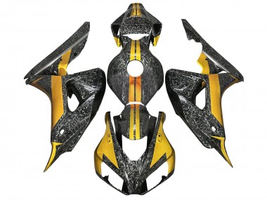 Carénages Moto Honda CBR1000RR 2006-2007 - Or Noir Fibre de Carbone Forgée Vendre