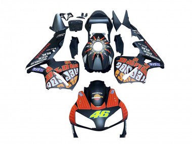 Carénages Moto Honda CBR600RR 2003-2004 - Noir Mat Orange Repsol Rossi 46 Vendre