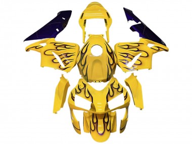 Carénages Moto Honda CBR600RR 2003-2004 - Jaune Noir Flamme Vendre