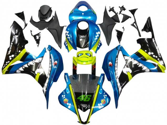 Carénages Moto Honda CBR600RR 2007-2008 - Vert Jaune Noir Brillant Requin 46