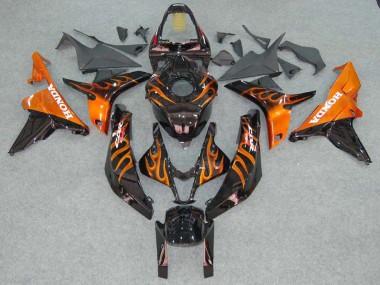 Carénages Moto Honda CBR600RR 2007-2008 - Noir Brillant Orange Flamme Vendre