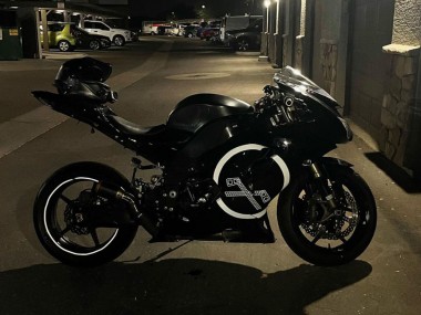Carénages Moto Kawasaki ZX10R 2006-2007 - Noir Brillant Blanc Cercle Vendre
