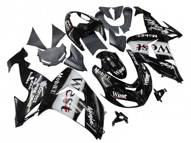 Carénages Moto Kawasaki ZX10R 2006-2007 - Noir Brillant Blanc West