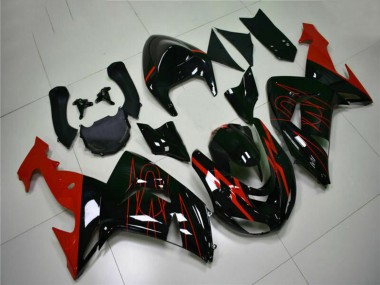 Carénages Moto Kawasaki ZX10R 2006-2007 - Noir Brillant Rouge Vendre