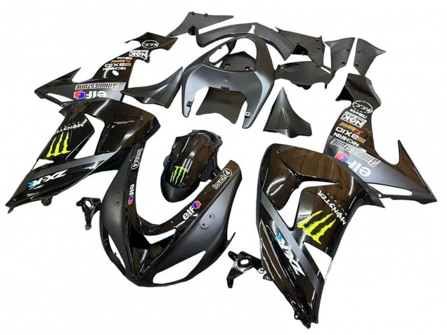 Carénages Moto Kawasaki ZX10R 2006-2007 - Gris Jaune Noir Brillant Monstre Elf
