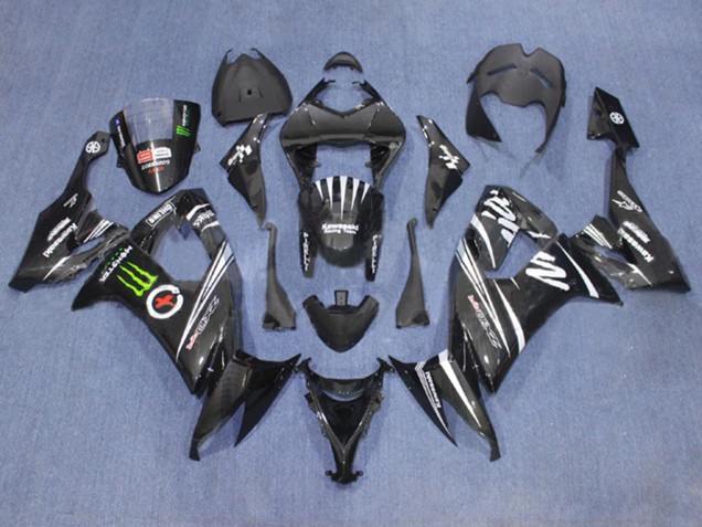 Carénages Moto Kawasaki ZX10R 2006-2007 - Noir Mat Blanc Vert Monstre