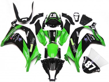 Carénages Moto Kawasaki ZX10R 2011-2015 - Vert Noir Brillant Bleu Étoile Team Vert 87 Vendre