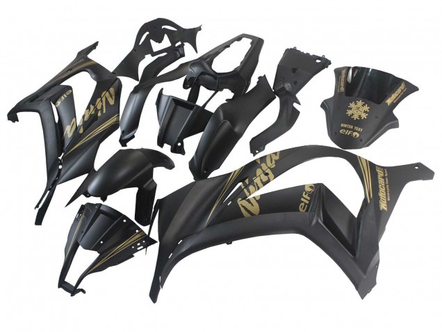 Carénages Moto Kawasaki ZX10R 2011-2015 - Noir Mat Or Neige Elf
