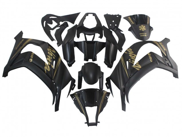 Carénages Moto Kawasaki ZX10R 2011-2015 - Noir Mat Or Neige Elf