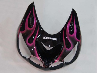 Carénages Moto Kawasaki ZX14R ZZR1400 2006-2011 - Noir Brillant Rouge Rose Flamme Vendre