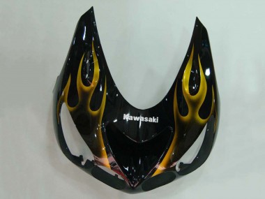 Carénages Moto Kawasaki ZX14R ZZR1400 2006-2011 - Noir Brillant Or Flamme Vendre