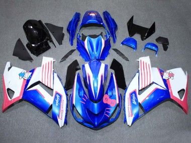 Carénages Moto Kawasaki ZX14R ZZR1400 2006-2011 - Bleu Blanc Rose Vendre