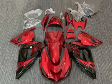 Carénage Moto Kawasaki ZX14R ZZR1400 2006-2011 - Rouge Noir Brillant Vendre