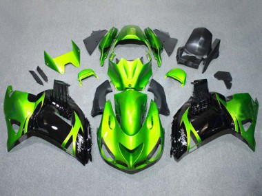 Kits Carénages Moto Kawasaki ZX14R ZZR1400 2006-2011 - Vert Noir Brillant Vendre