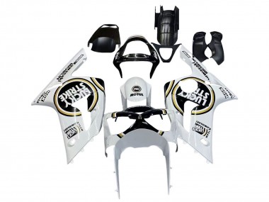 Carénages Moto Kawasaki ZX6R 2003-2004 - Blanc Noir Motul Lucky Strike Vendre
