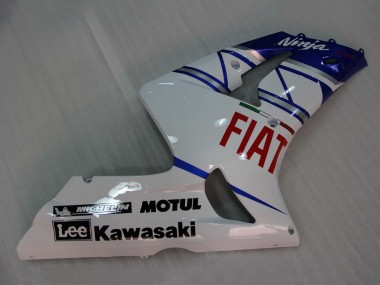 Carénages Moto Kawasaki ZX6R 2003-2004 - Blanc Bleu Rouge Fiat Vendre