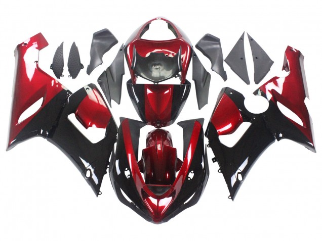 Carénage Moto Kawasaki ZX6R 2005-2006 - Rouge Noir Brillant