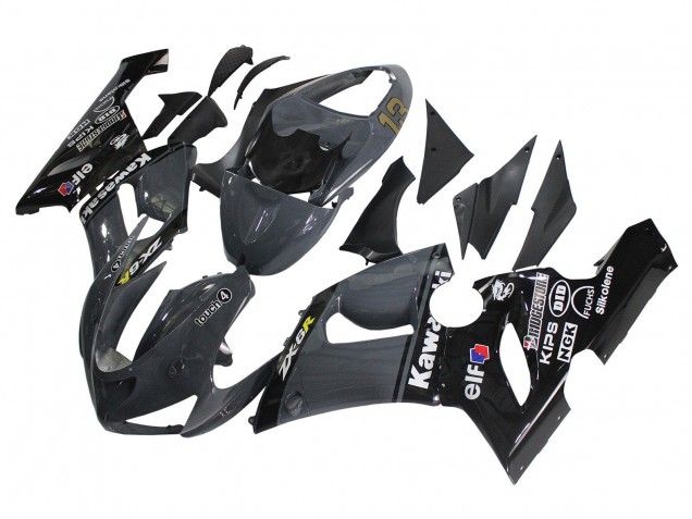 Carénages Moto Kawasaki ZX6R 2005-2006 - Gris Foncé Noir