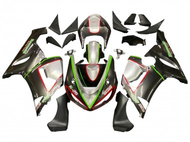 Carénages Moto Kawasaki ZX6R 2005-2006 - Noir Argent Vert Rouge K-26 Vendre