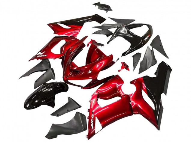 Carénages Moto Kawasaki ZX6R 2005-2006 - Rouge Noir
