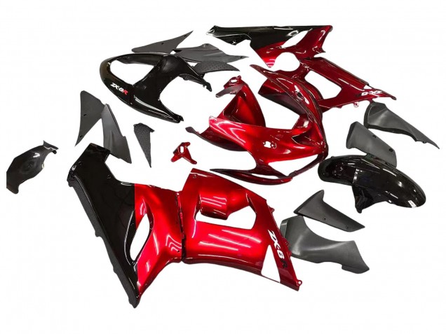 Carénages Moto Kawasaki ZX6R 2005-2006 - Rouge Noir