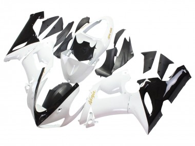 Carénages Moto Kawasaki ZX6R 2005-2006 - Blanc Noir Or Ninja Vendre
