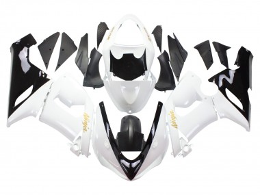 Carénages Moto Kawasaki ZX6R 2005-2006 - Blanc Noir Or Ninja Vendre