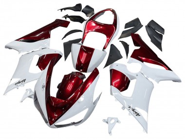 Carénages Moto Kawasaki ZX6R 2005-2006 - Blanc Rouge Vendre